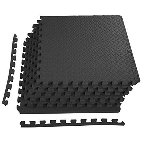 20 tappetini da palestra a puzzle neri ad incastro in EVA per pavimenti in gomma antiscivolo per allenamento a casa tappetino yoga, 60 x 60 cm