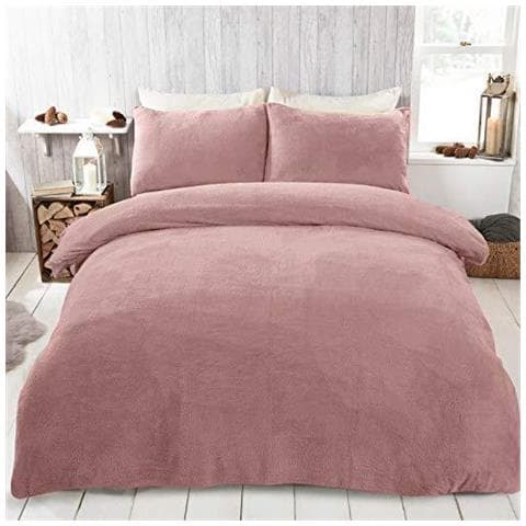 Copripiumino Teddy Pile Con Federa Termica Fluffy Morbido Caldo Bedding Set Blush Pink-double - Foto 1