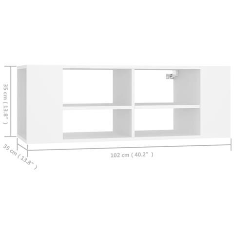 Armadietto TV da Parete Bianco 102x35x35cm in Legno Multistrato - Foto 2