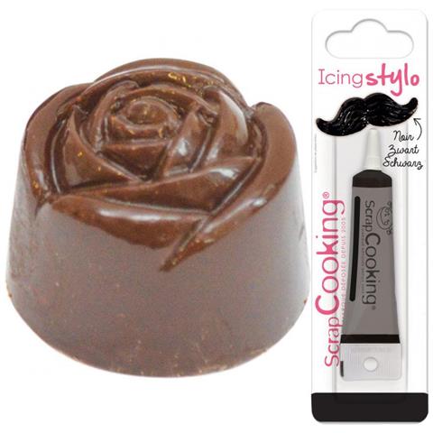 Stampo Rigido Per Cioccolato Rose + Penna Per Glassa Nera - Foto 1