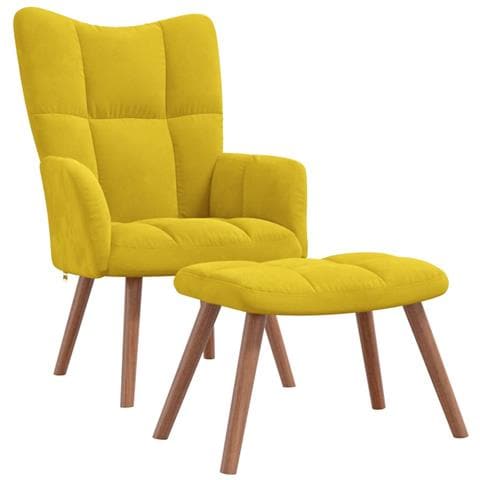 Poltrona Relax con Poggiapiedi Giallo Senape in Velluto - Foto 1