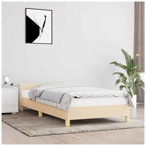 Giroletto con Testiera senza Materasso Crema 80x200 cm Tessuto - Foto 2