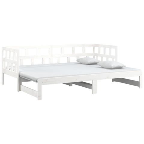 Dormeuse Estraibile Bianca Legno Massello Di Pino 2x (90x190) Cm - Foto 2