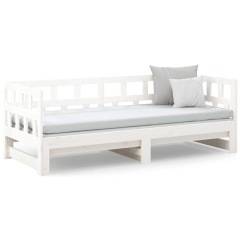 Dormeuse Estraibile Bianca Legno Massello Di Pino 2x (90x190) Cm - Foto 10