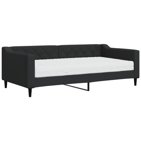 Divano Letto Con Materasso Nero 90x190 Cm In Tessuto - Foto 1