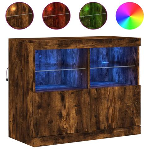 Credenza Con Luci Led Rovere Fumo 81x37x67 Cm - Foto 2