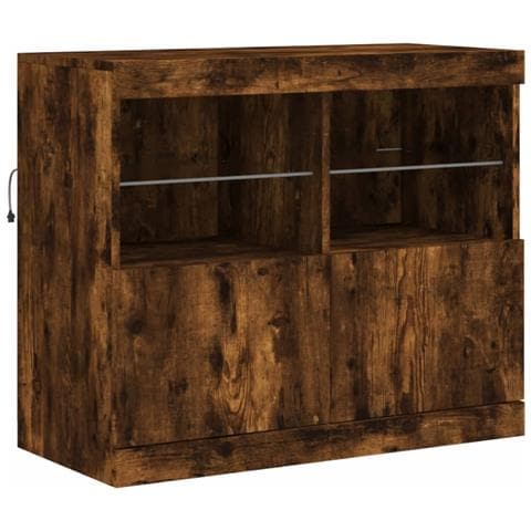 Credenza Con Luci Led Rovere Fumo 81x37x67 Cm - Foto 3