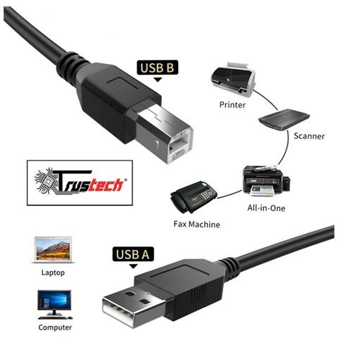 Tr-1482 Cavo Stampante Scanner Usb Am To Bm 3m Black - Foto 4