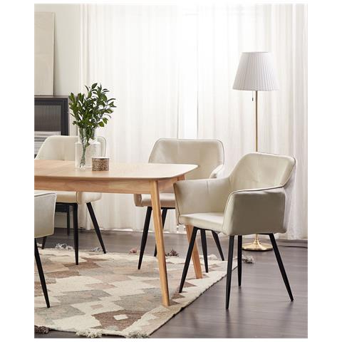 Set Di 2 Sedie Da Pranzo Velluto Crema Jasmin - Foto 1