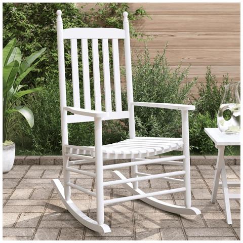 Sedie A Dondolo Sedute Curve 2 Pz Bianche Legno Massello Abete - Foto 1