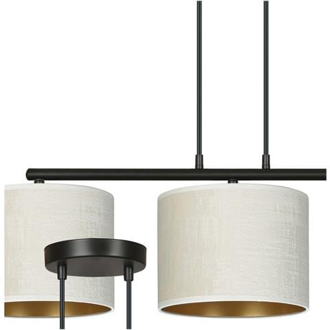 Lampada A Sospensione Hilde - Nero, Bianco - Acciaio Verniciato A Polvere, Tessuto - 72x100x18 Cm - Foto 2