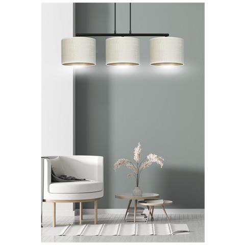 Lampada A Sospensione Hilde - Nero, Bianco - Acciaio Verniciato A Polvere, Tessuto - 72x100x18 Cm - Foto 8
