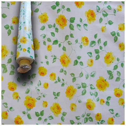 ***mega Stock*** Rotolo Da 20 Metri (h140cm) Di Tovaglia Pvc Telata Cerata Per Casa, Sagre, Pizzerie Rose Gialle - Foto 1