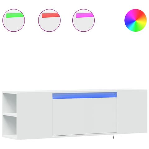 Mobile Tv A Parete Con Luci Led Bianco 135x31x39,5 Cm - Foto 2