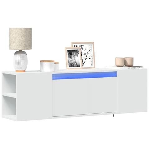 Mobile Tv A Parete Con Luci Led Bianco 135x31x39,5 Cm - Foto 1