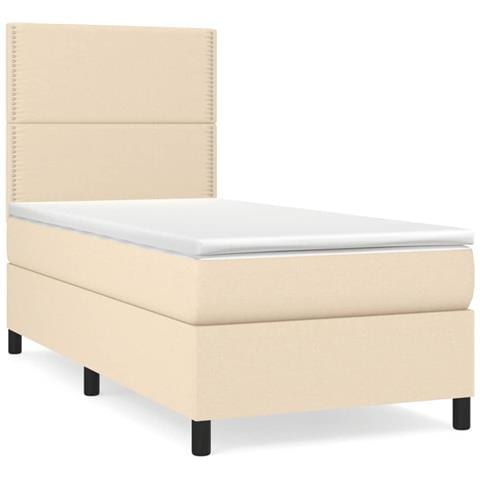 Giroletto A Molle Con Materasso Crema 90x190 Cm In Tessuto - Foto 1
