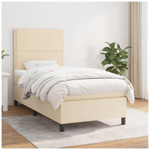Giroletto A Molle Con Materasso Crema 90x190 Cm In Tessuto - Foto 6