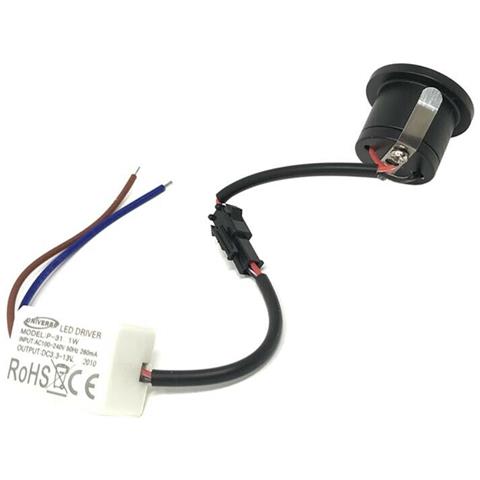 Faretto Led 1w A Incasso Mini Punto Luce Naturale 4000 K Bordo Nero - Foto 2