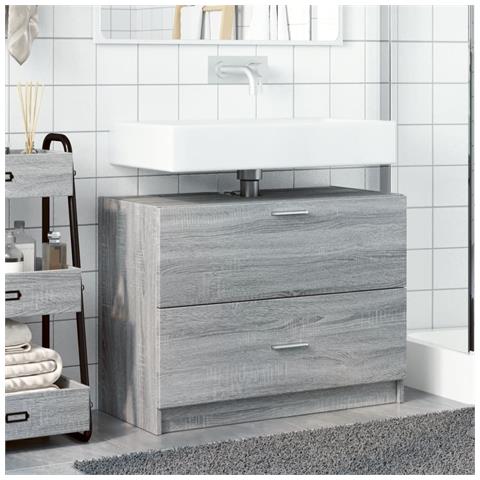 Mobile Lavabo Grigio Sonoma 78x37x59 Cm In Truciolare - Foto 3
