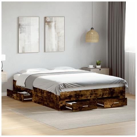 Giroletto Con Cassetti Rovere Fumo 120x200 Cm Legno Multistrato - Foto 1