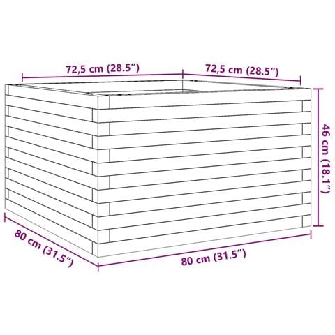 Fioriera Giardino Marrone Cera 80x80x46 Cm Legno Massello Pino - Foto 2