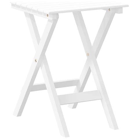 Tavolino Laterale Pieghevole Bianco In Legno Massello Di Pioppo - Foto 2