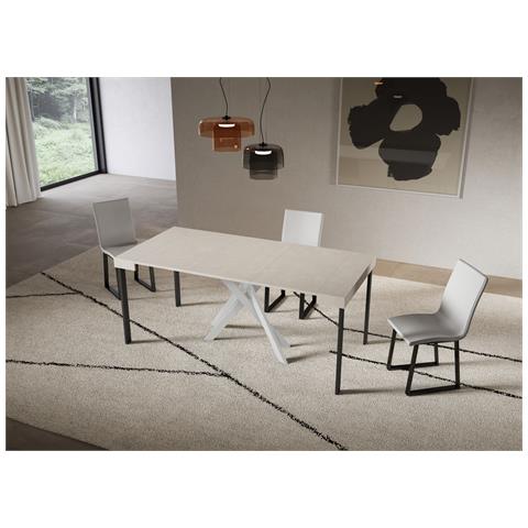 Consolle Allungabile 90x40/300 Cm Saki Cashmere Gambe Bianche - Foto 2