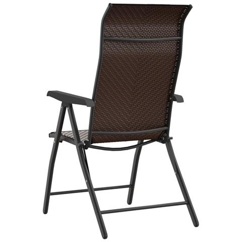 Sedie Pieghevoli da Giardino 4 pz Marroni in Polyrattan - Foto 10