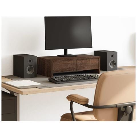 Supporto Monitor Con Cassetti Marrone 50x27x15 Cm In Truciolato - Foto 1