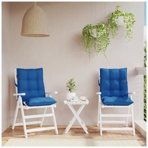 Cuscini Sedia Con Schienale Basso 2 Pz Blu Reale Tessuto Oxford - Foto 1