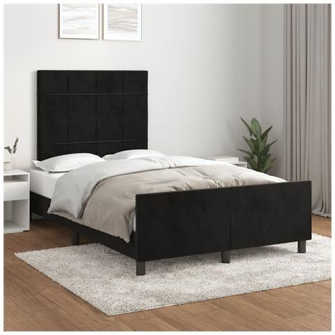 Giroletto Senza Materasso Nero 120x190 Cm Velluto - Foto 1
