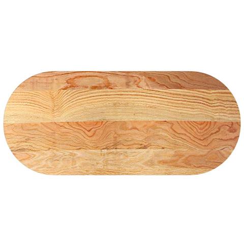 Piano Tavolo Marrone Chiaro 140x60x4cm In Rovere Massello Ovale - Foto 2