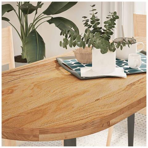 Piano Tavolo Marrone Chiaro 140x60x4cm In Rovere Massello Ovale - Foto 1