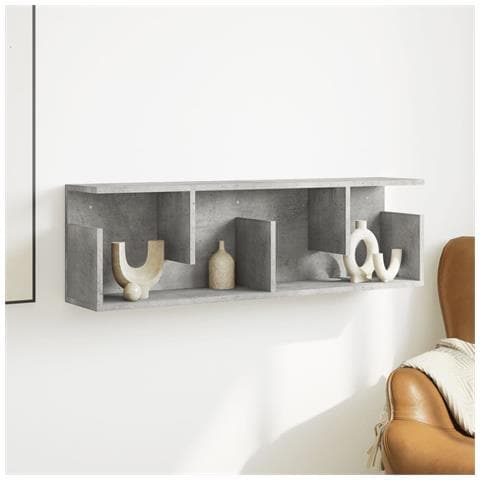 Mobile A Parete 100x20x30cm Grigio Cemento In Legno Multistrato - Foto 3