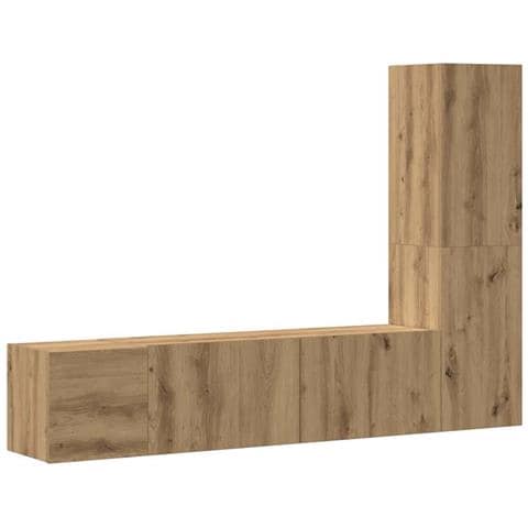 Mobili Tv A Parete 3 Pz Rovere Artigianale In Legno Multistrato - Foto 2
