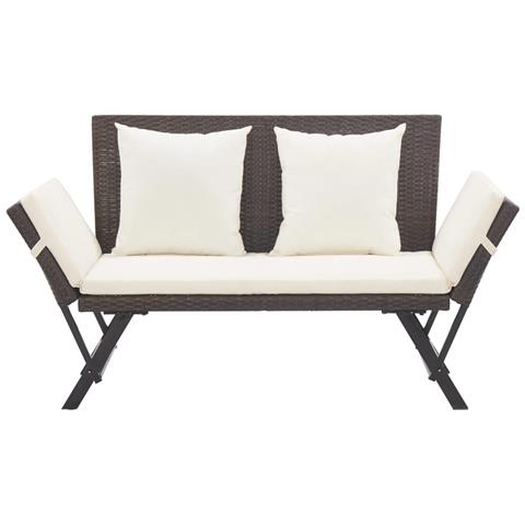 Lusso Casadino - Panchina Da Giardino Con Cuscini 176 Cm Marrone In Polyrattan - Foto 1