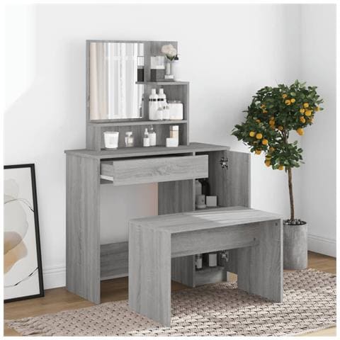 Lusso Casadino - Toeletta Con Specchio Grigio Sonoma 86,5x35x136 Cm - Foto 2