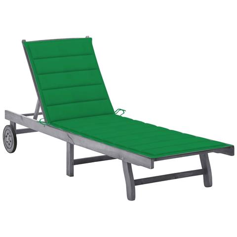 Sdraio Da Giardino Grigia Con Cuscino In Massello Di Acacia - Foto 2