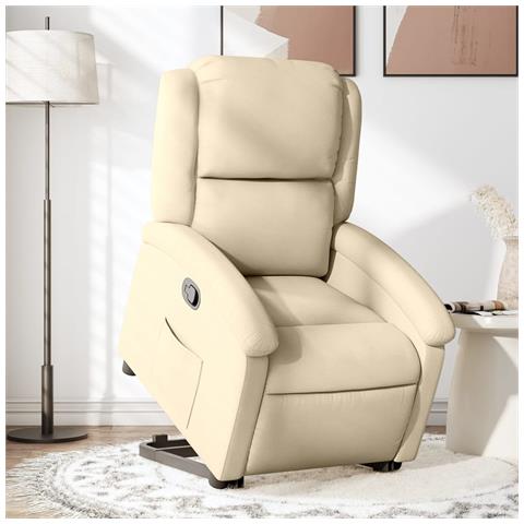 Poltrona Alzapersona Reclinabile Crema in Tessuto - Foto 2