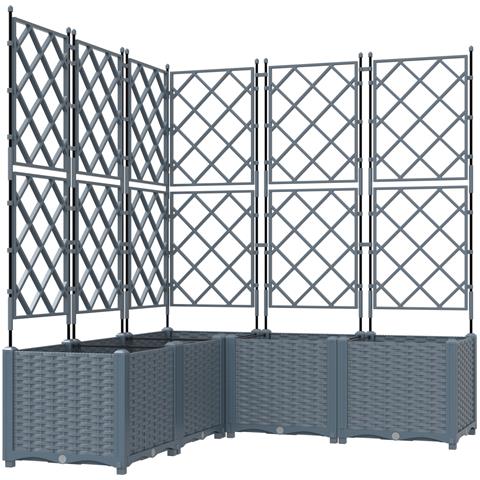 Vaso da Giardino con Trellis 5 pcs Grigio Chiaro 120x120x143 cm - Foto 1