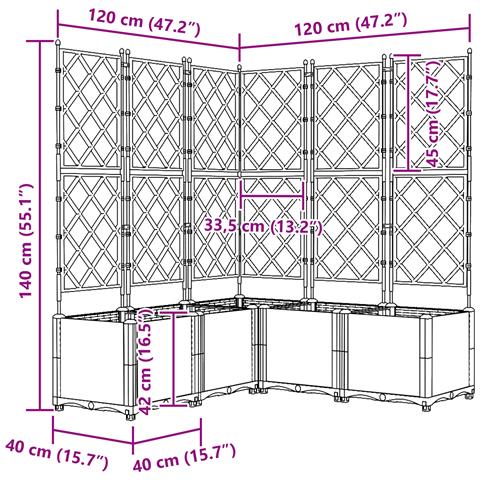 Vaso da Giardino con Trellis 5 pcs Grigio Chiaro 120x120x143 cm - Foto 8