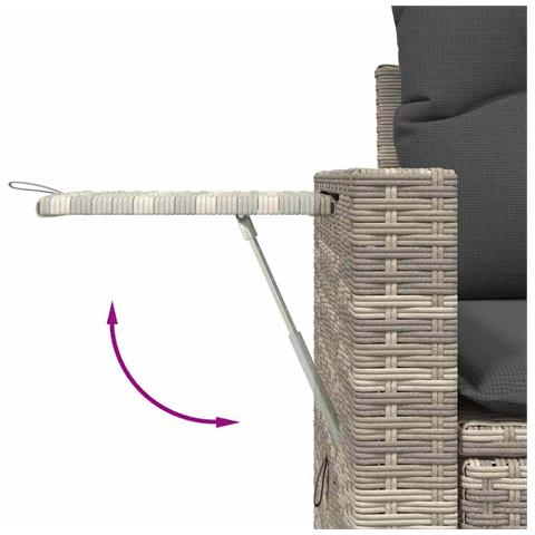 Set Divani da Giardino 7pz con Cuscini Grigio Chiaro Polyrattan - Foto 9
