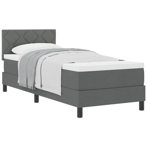 Letto Box Spring con Materasso Grigio Scuro 80x200 cm Tessuto - Foto 1