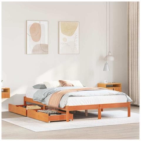 Letto senza Materasso Marrone Cera 120x190 cm in Legno di Pino - Foto 2