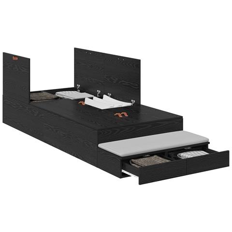 Struttura letto con contenitore in rovere nero 90x200 cm - Foto 1