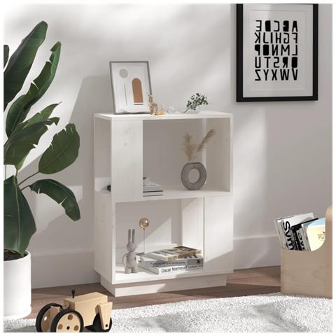 Lusso Casadino - Libreria/divisorio Bianco 51x25x70 Cm In Legno Massello Di Pino - Foto 2