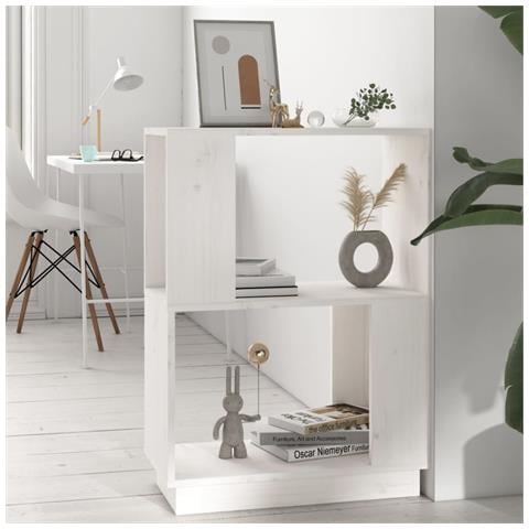 Lusso Casadino - Libreria/divisorio Bianco 51x25x70 Cm In Legno Massello Di Pino - Foto 8