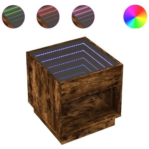 Tavolino da Salotto con LED Infinity Rovere Fumo 50x50x50 cm - Foto 1