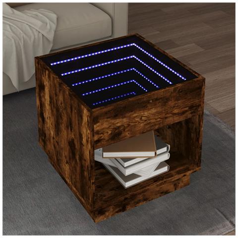 Tavolino da Salotto con LED Infinity Rovere Fumo 50x50x50 cm - Foto 2