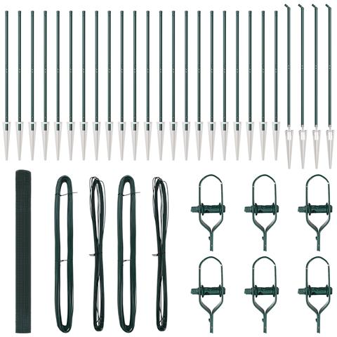 Recinzione in Rete Saldato con 13 Pali Picchetti Verde 1.5x50 m Acciaio - Foto 1